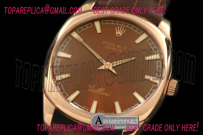 Rolex Cellini Danos Men RG/LE Brown Swiss Quartz