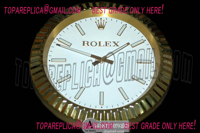 Rolex Dealer Clock SuperOcean Style YG/Wht Swiss Quartz