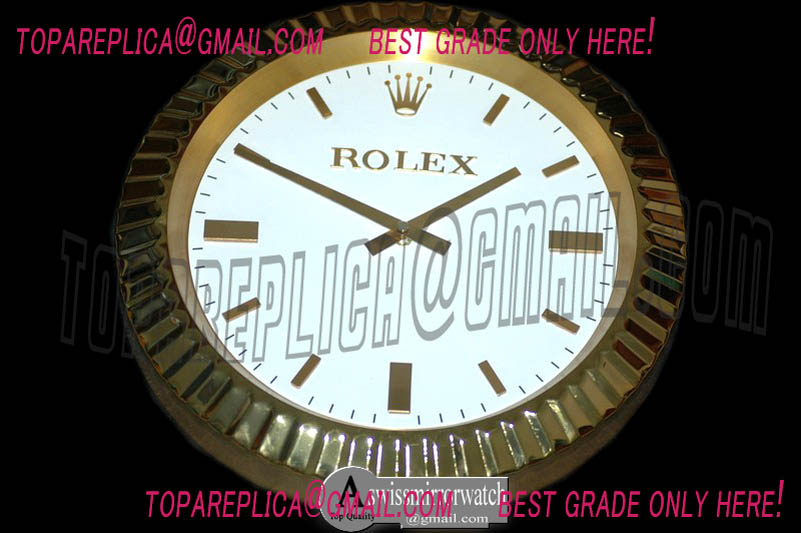 Rolex Dealer Clock SuperOcean Style YG/Wht Swiss Quartz