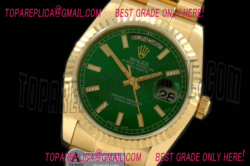 Rolex DayDate Fluted Green YG/YG Swiss Eta 2836/3186