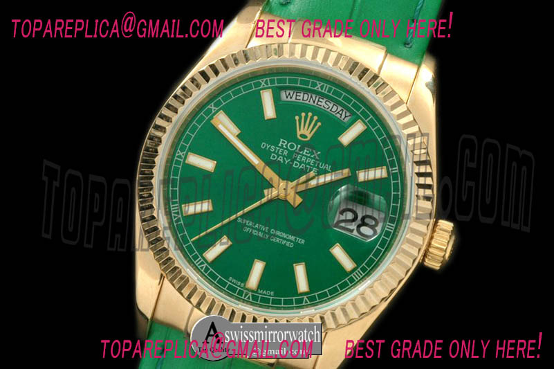 Rolex DayDate Fluted Green YG/LE Asian 2836