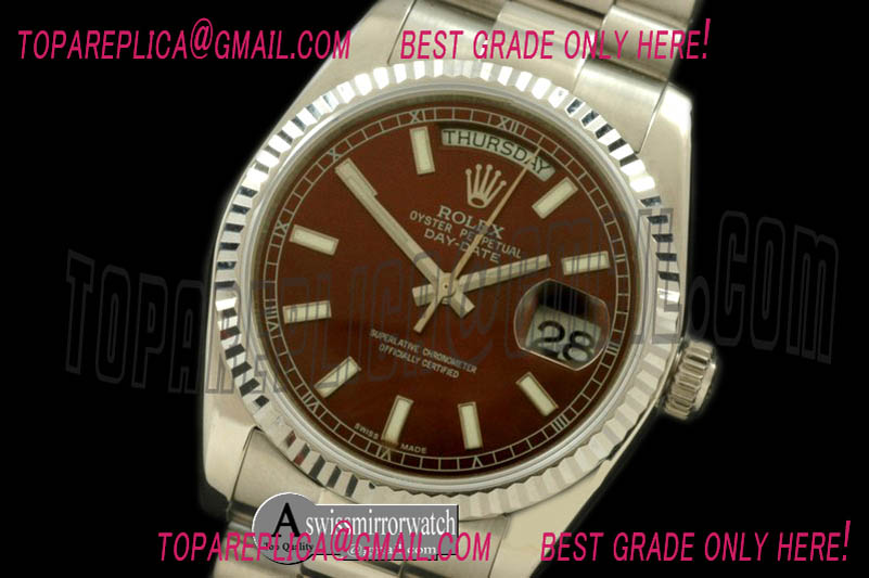 Rolex DayDate Fluted Brown SS/SS Swiss Eta 2836/3186