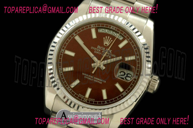 Rolex DayDate Fluted Brown SS/SS Asian Eta 2836/3186