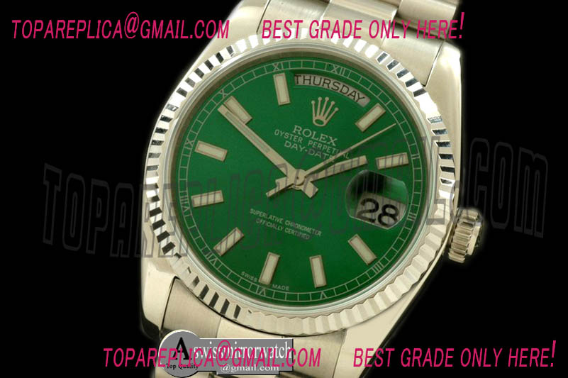 Rolex DayDate Fluted Green SS/SS Swiss Eta 2836/3186