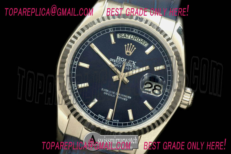 Rolex DayDate Fluted Midnight Blue SS/LE Swiss Eta 2836/3135