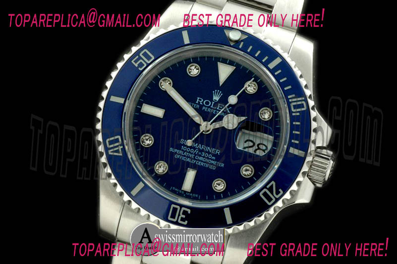Rolex Submariner 116600 Blue Sub SS/Diam Swiss 2836/3135