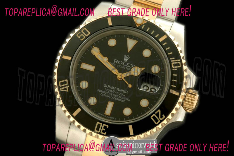 Rolex The 116613 TwoTone Submariner Black TT 14K Wrapped Gold