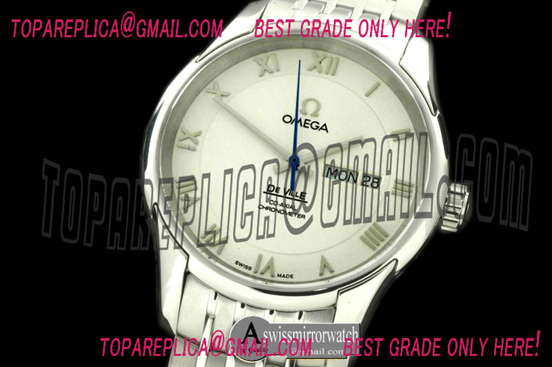 Omega Deville Co Axial Day/Date SS/SS White Asian 2836