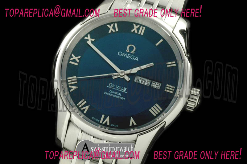Omega Deville Co Axial Day/Date SS/SS Blue Asian 2836