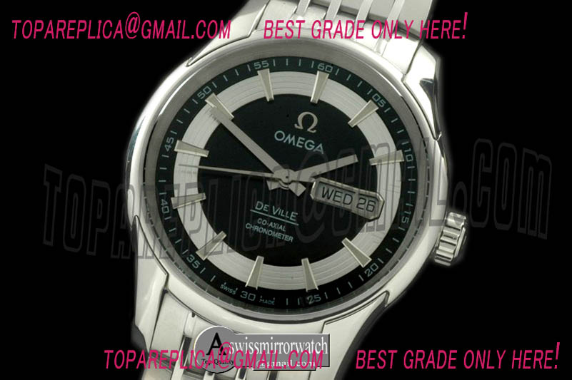 Omega Deville Co Axial Day/Date SS/SS Black Asian 2836