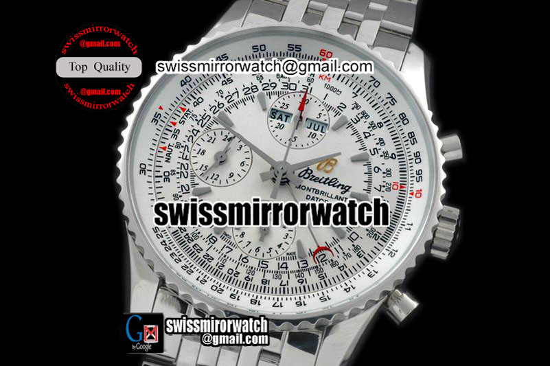 Breitling Datora Montbrillant Chrono SS JF 1:1 Best Edition White Dial on SS Bracelet A7751