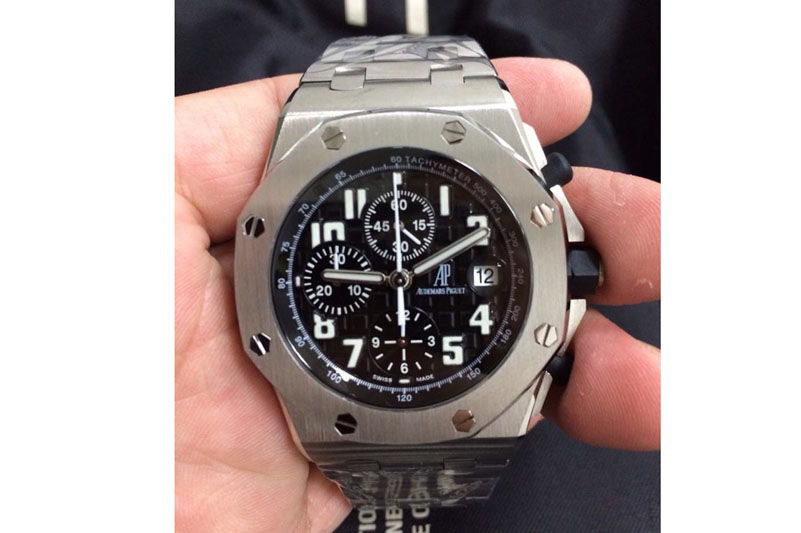 Audemars Piguet Royal Oak Offshore Black Themes JF Best Edition on SS Bracelet A7750