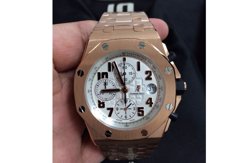 Audemars Piguet Royal Oak Offshore Rose Gold JF Best Edition White Dial on RG Bracelet A7750