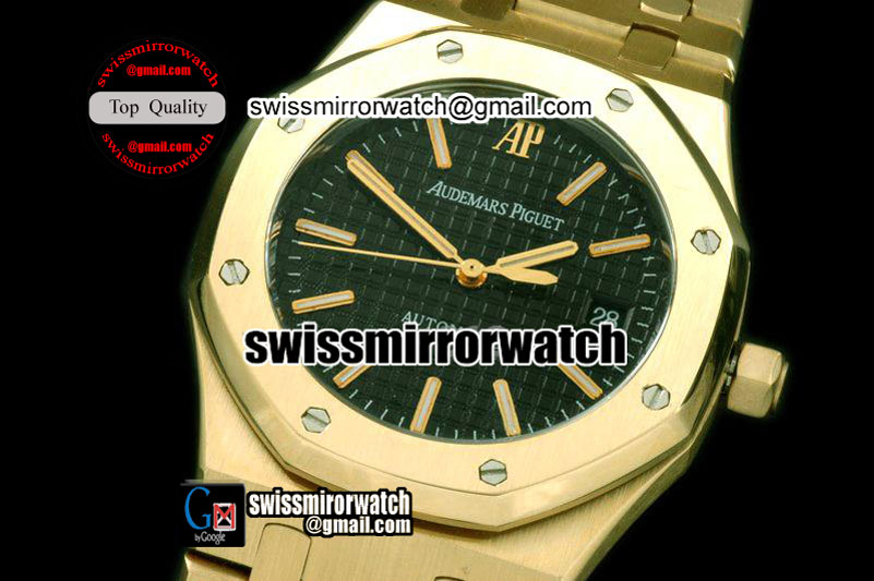 Audemars Piguet Royal Oak Jumbo Auto YG/YG Black Swiss Eta 2824-2