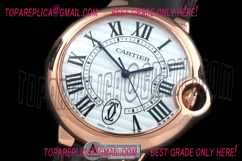 Cartier Ballon De Cartier Mid RG/LE White Roman Miyota