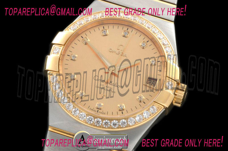 Omega Double Eagle Men Auto SS/YG Gold Diam Miyota 9105