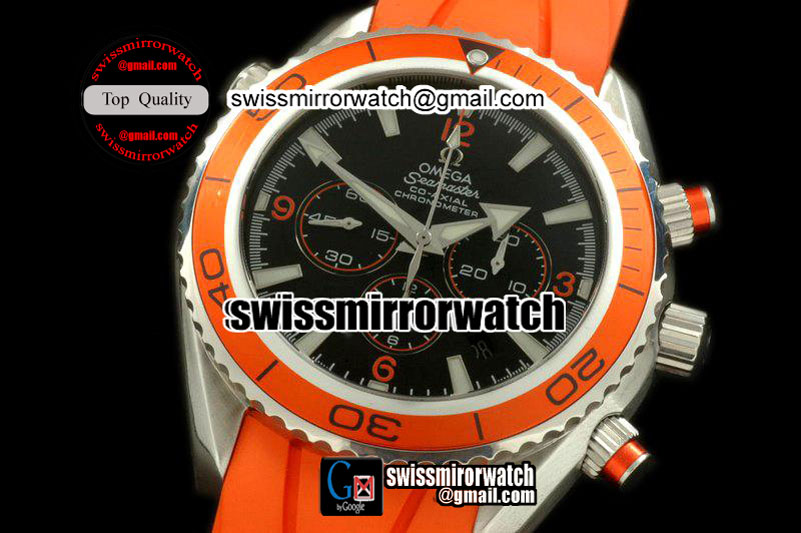 Omega Planet Ocean 45.5 Chrono SS/RU Black/Org 7750