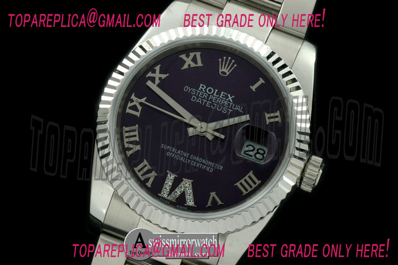 Rolex SS/SS Oyster Purple Roman/Diam 2836