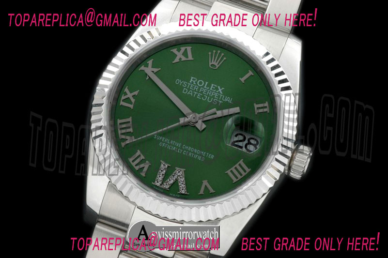 Rolex SS/SS Oyster Green Roman/Diam 2836