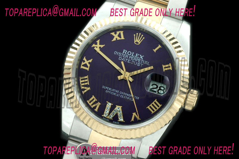 Rolex SS/YG Oyster Purple Roman/Diam 2836