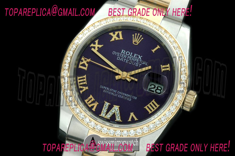 Rolex SS/YG Oyster Purple Roman/Diam 2836