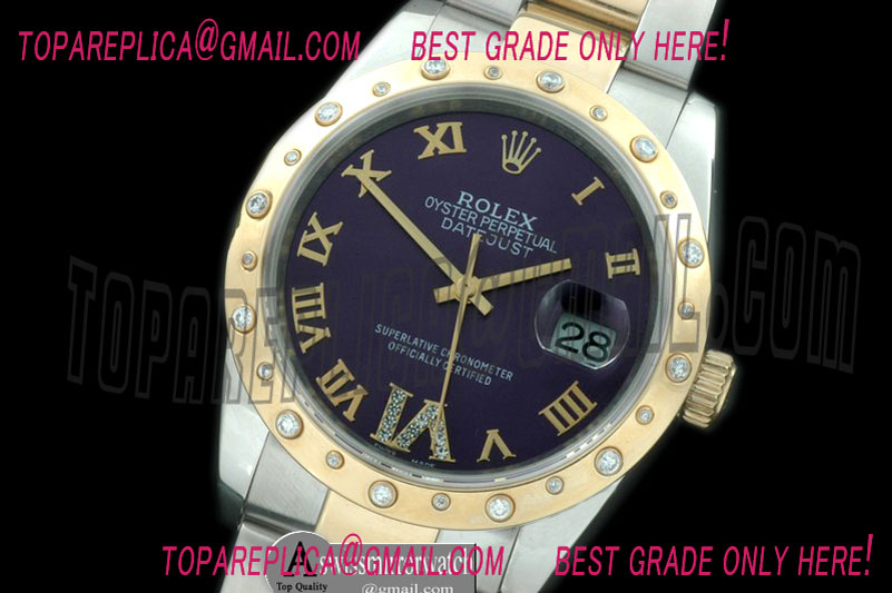 Rolex SS/YG Oyster Purple Roman/Diam 2836