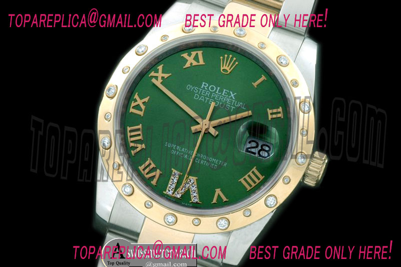 Rolex SS/YG Oyster Green Roman/Diam 2836