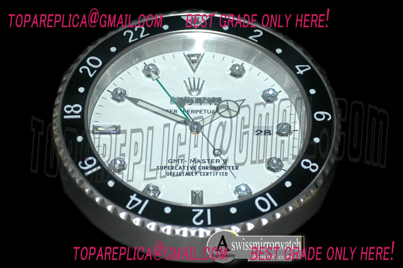 Rolex Dealer Clock GMT Style White Black/Red Swiss Quartz