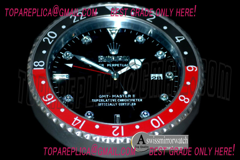 Rolex Dealer Clock GMT Style Black Black/Red Swiss Quartz