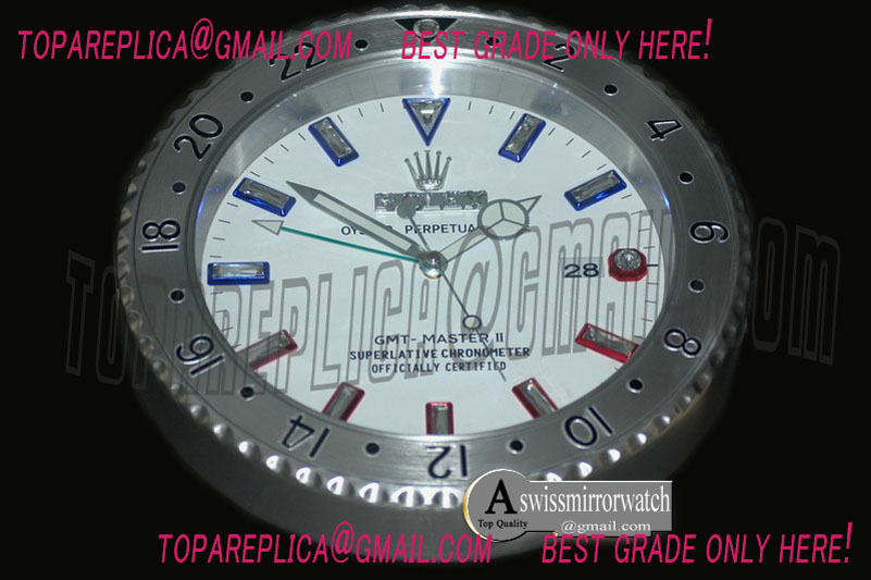 Rolex Dealer Clock GMT Style White Steel Swiss Quartz