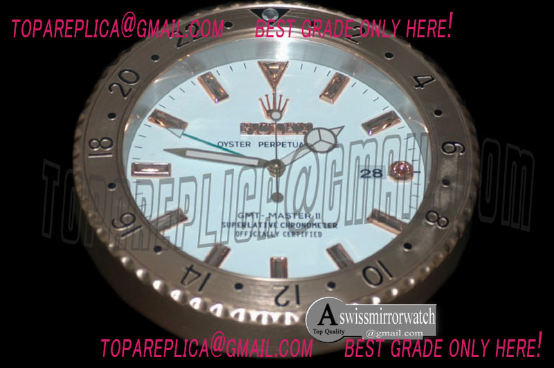 Rolex Dealer Clock GMT Style White Gold Swiss Quartz