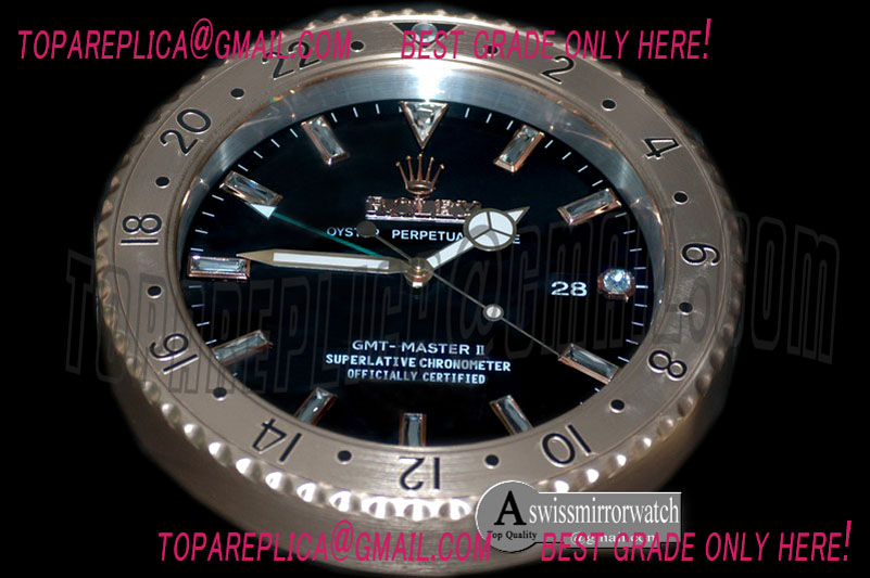 Rolex Dealer Clock GMT Style Black Gold Swiss Quartz
