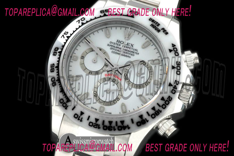 Rolex Daytona 116520 Ceramic Bezel and Superlume Dial SS/CER/SS White A-7750 Sec@6