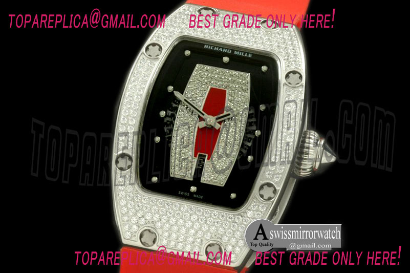 Richard Mille RM007 BLING BLING SS/RU Diam/Red Asian 21J Decorated