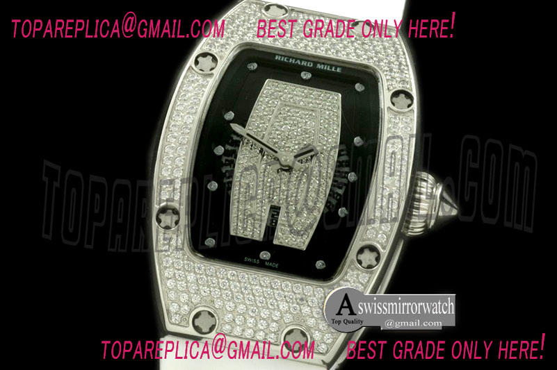 Richard Mille RM 007 Lady SS Diamonds Dial on White Rubber Strap 6T51