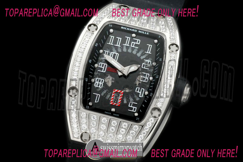 Richard Mille RM 007 Bling Bling SS/RU/Diam Black/Black Asian 21J Decorated