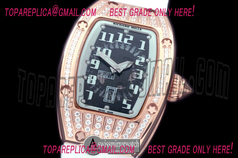 Richard Mille RM 007 Bling Bling RG/RU/Diam Black/White Asian 21J Decorated