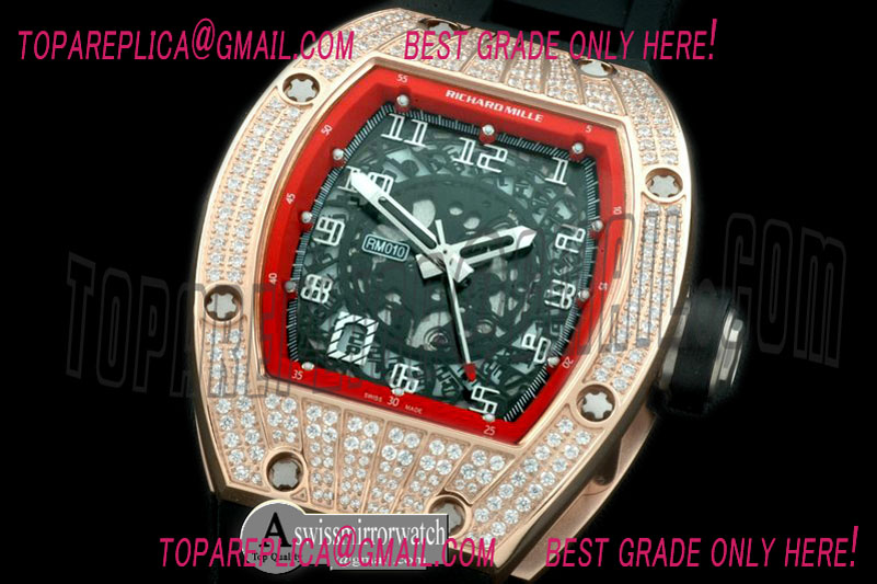Richard Mille RM 010 Bling Bling Limtied Edtion RG/RU Diam/Red Asian 21J Decorated
