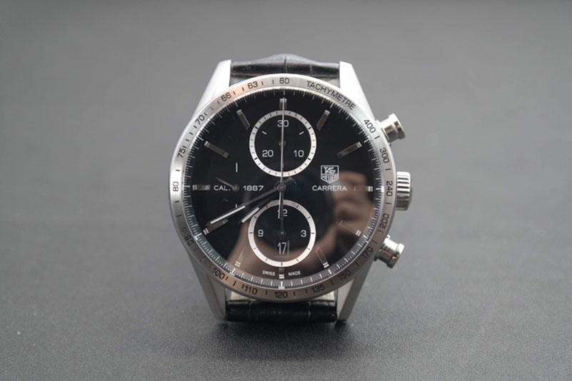 Tag Heuer Carrera CAL1887 Chronograph SS V6F 1:1 Best Edition Black Dial on Leather Strap CAL1887