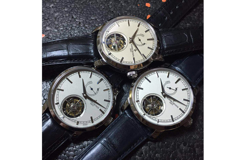 Vacheron Constantin The Patrimony Tourbillon SS Power Reserve Gray Dial on Black Croco Leather Strap