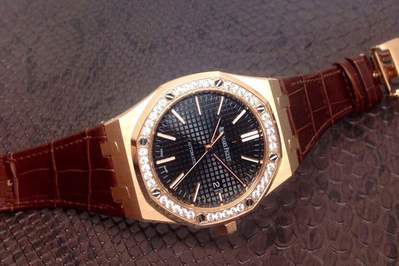 Audemars Piguet Royal Oak 41mm 15400 1:1 Best Edition Black Dial Diamond Bezel MIYOTA9015