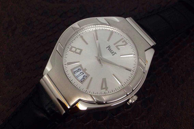 Piaget Polo SS Silver Dial on Black Leather Strap MIYOTA9015