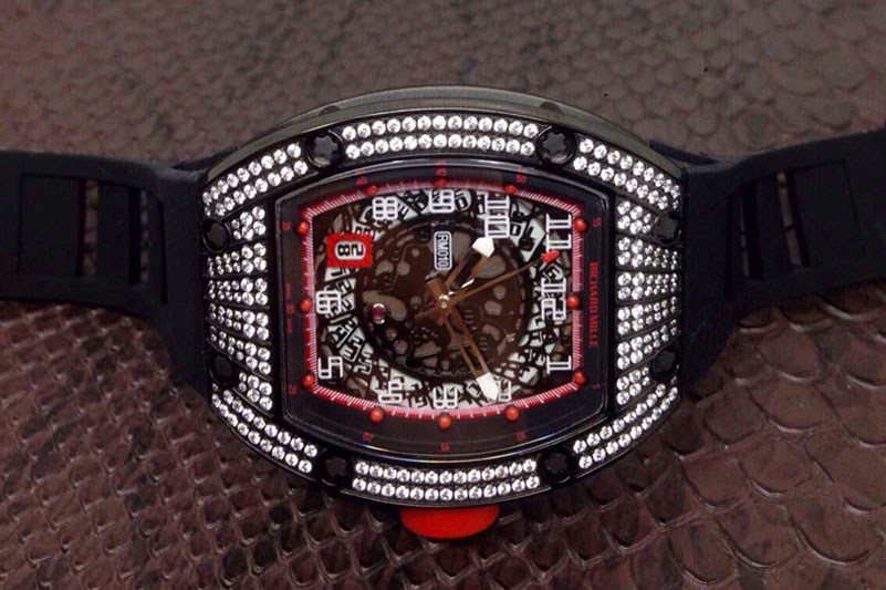 Richard Mille RM 010 Bling Bling Limtied Edtion PVD/RU Diam/Red Asian 21J Decorated