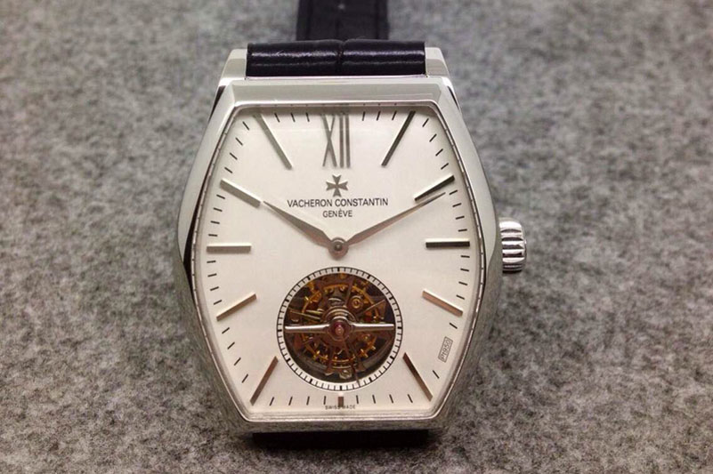Vacheron Constantin Malte Tourbillon SS White Dial on Black Croco Leather Strap