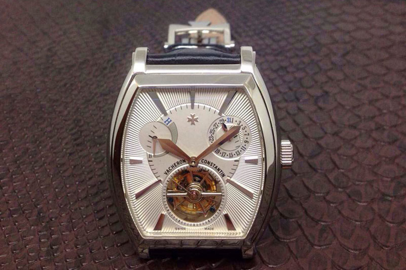 Vacheron Constantin Malte Tourbillon SS White Dial on Black Leather Strap
