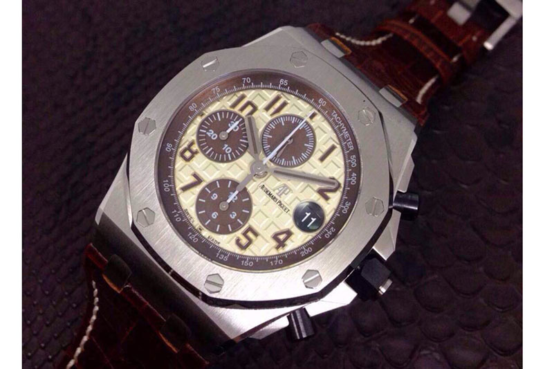 Audemars Piguet 2014 Royal Oak Chrono 26470 SS/LE White A-7750 Sec@12