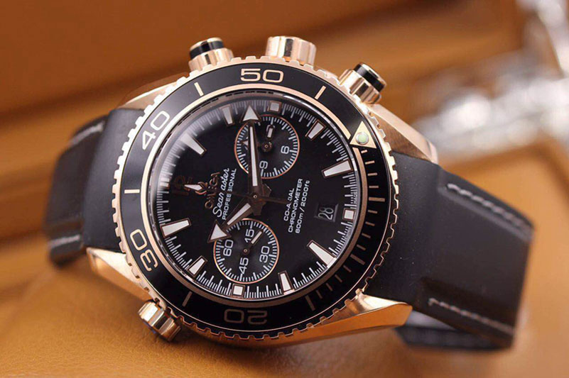 Omega Seamaster Professional Chrono RG Black Ceramic Black Dial on Black Rubber Strap A9301