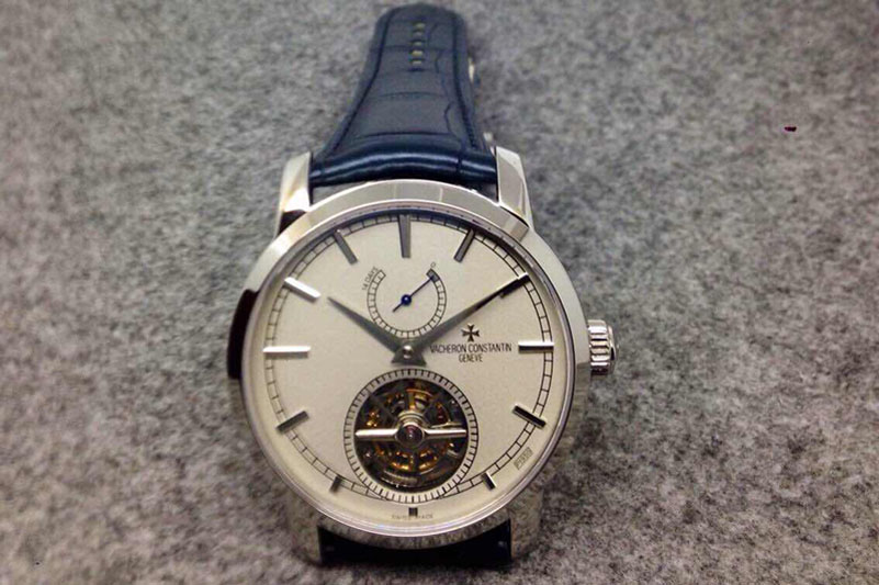 Vacheron Constantin The Patrimony Tourbillon SS Power Reserve TF Best Edition Gray Dial on Black Croco Leather Strap
