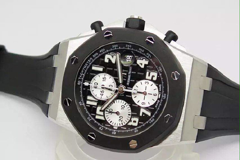 Audemars Piguet Royal Oak Offshore JF 1:1 Best Edition SS Rubberclad Black/Silver Dial on Rubber Strap A7750