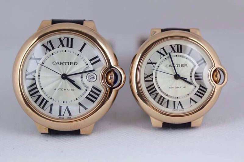 24K Gold Wrapped Ballon de Cartier 36mm 1:1 JF RG/LE Watches Swiss 2671
